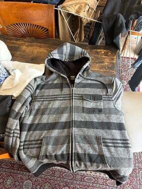 Zoo York Men's XL Full Zip Striped Sherpa-Lined Hoodie Jacket